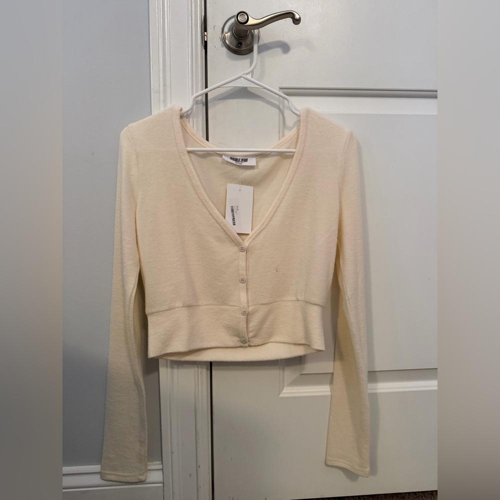!NTW! Fleece cropped tan cardigan sweater